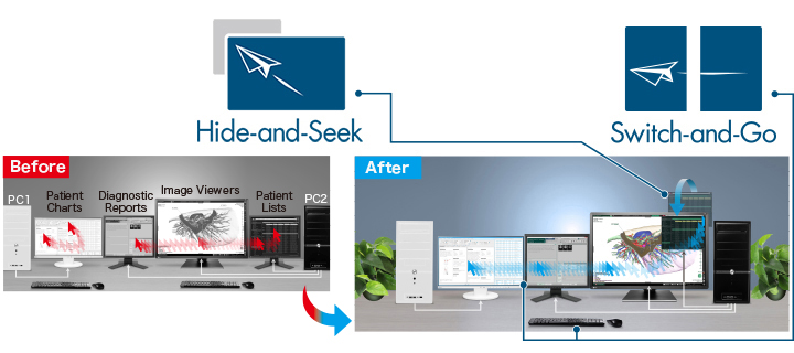 fonction hide and seek et switch and go EIZO Radiforce RX660